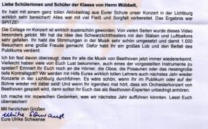 Brief von Frau Schwanse